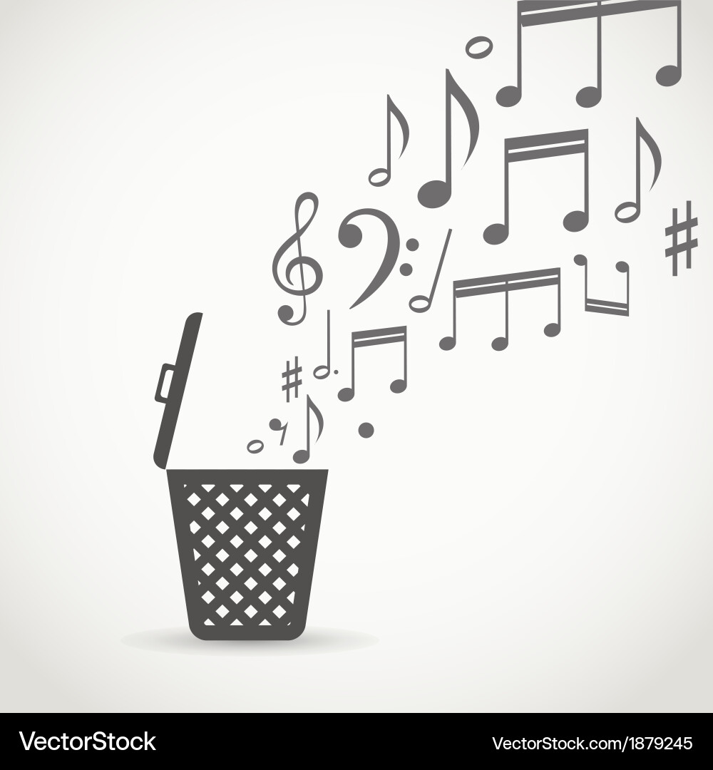 Notes flowing into a garbage basket Vector Image