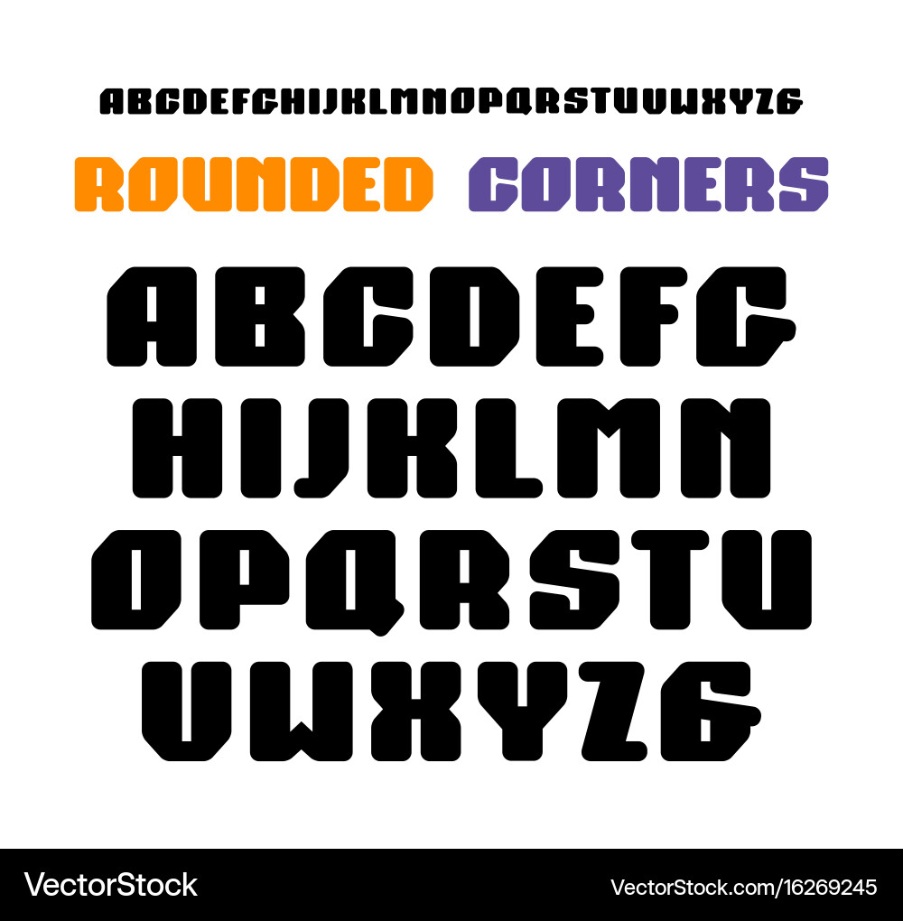 Sanserif square font with rounded corners vector image