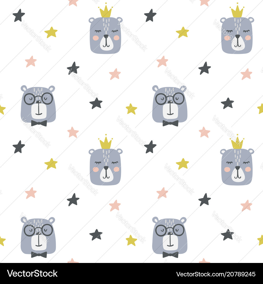 Seamless childish pattern with cute bears Seamless childish pattern with cute bears vector image