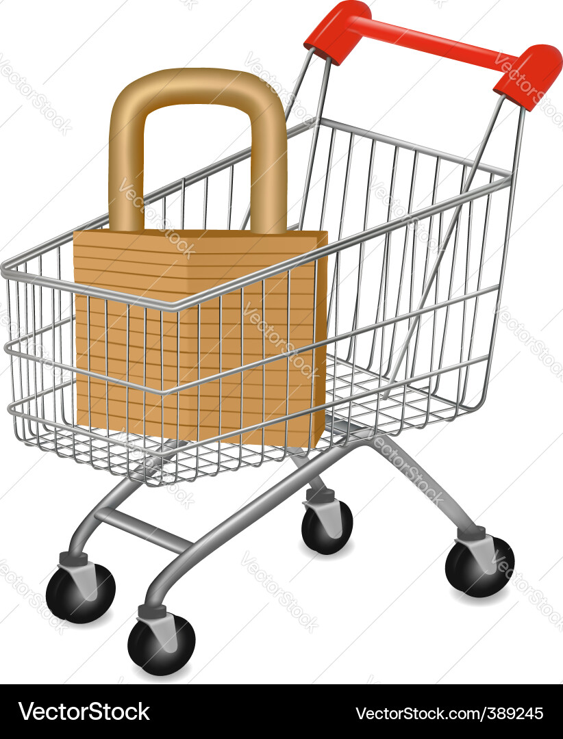 Secure Shopping Cart with Key vector image