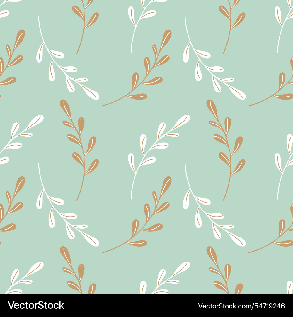 Botanical spring pattern with twigs hand drawn Vector Image
