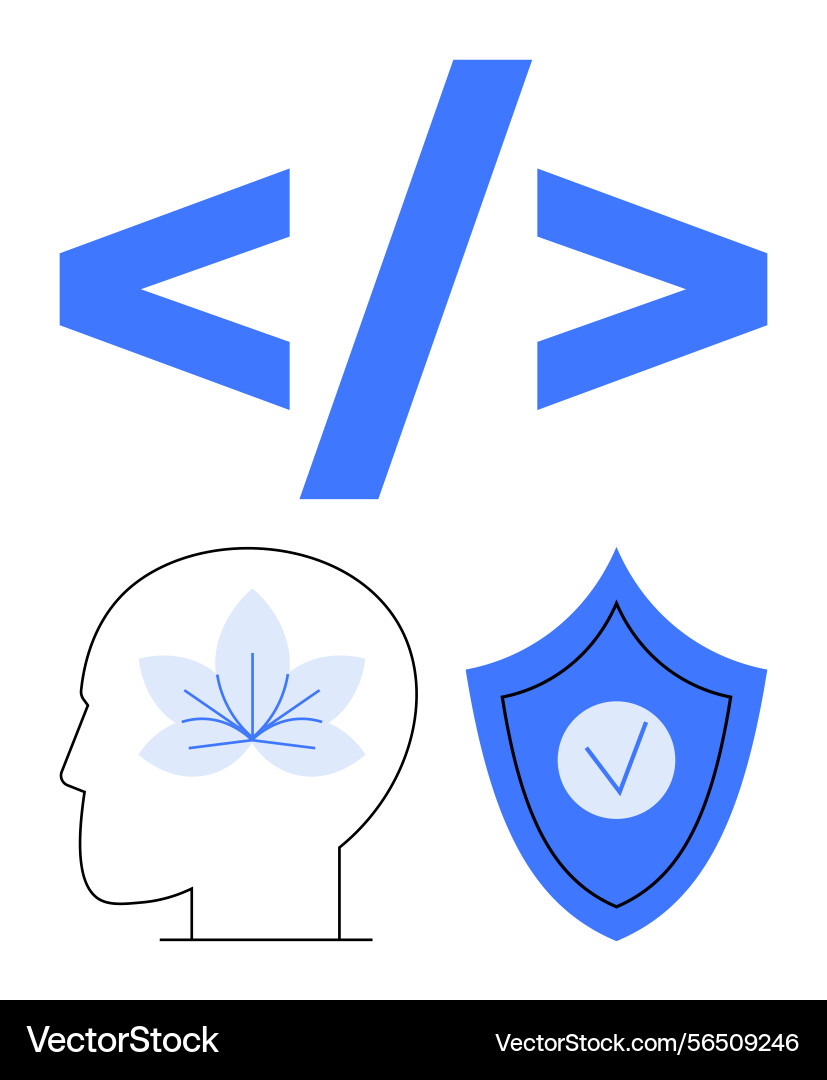 Coding symbol with shield and human head Coding symbol with shield and human head vector image