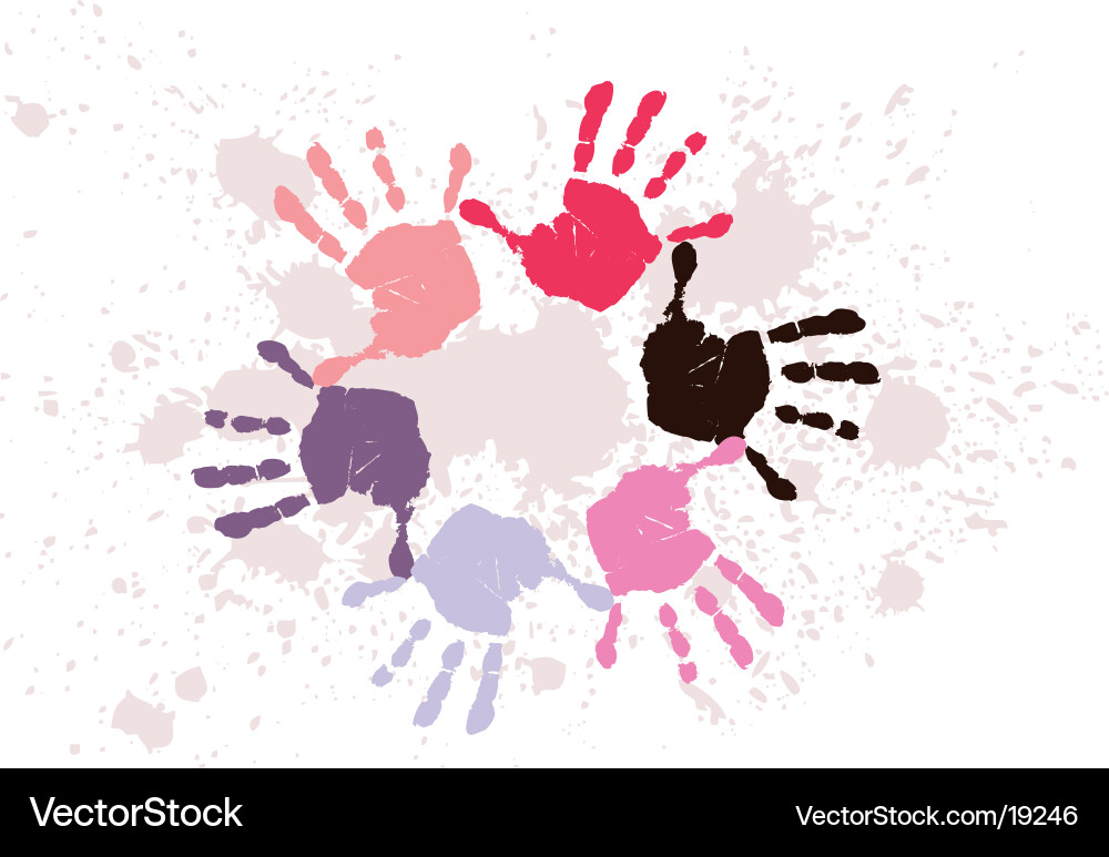 Colorful Handprints Pattern Vector Image