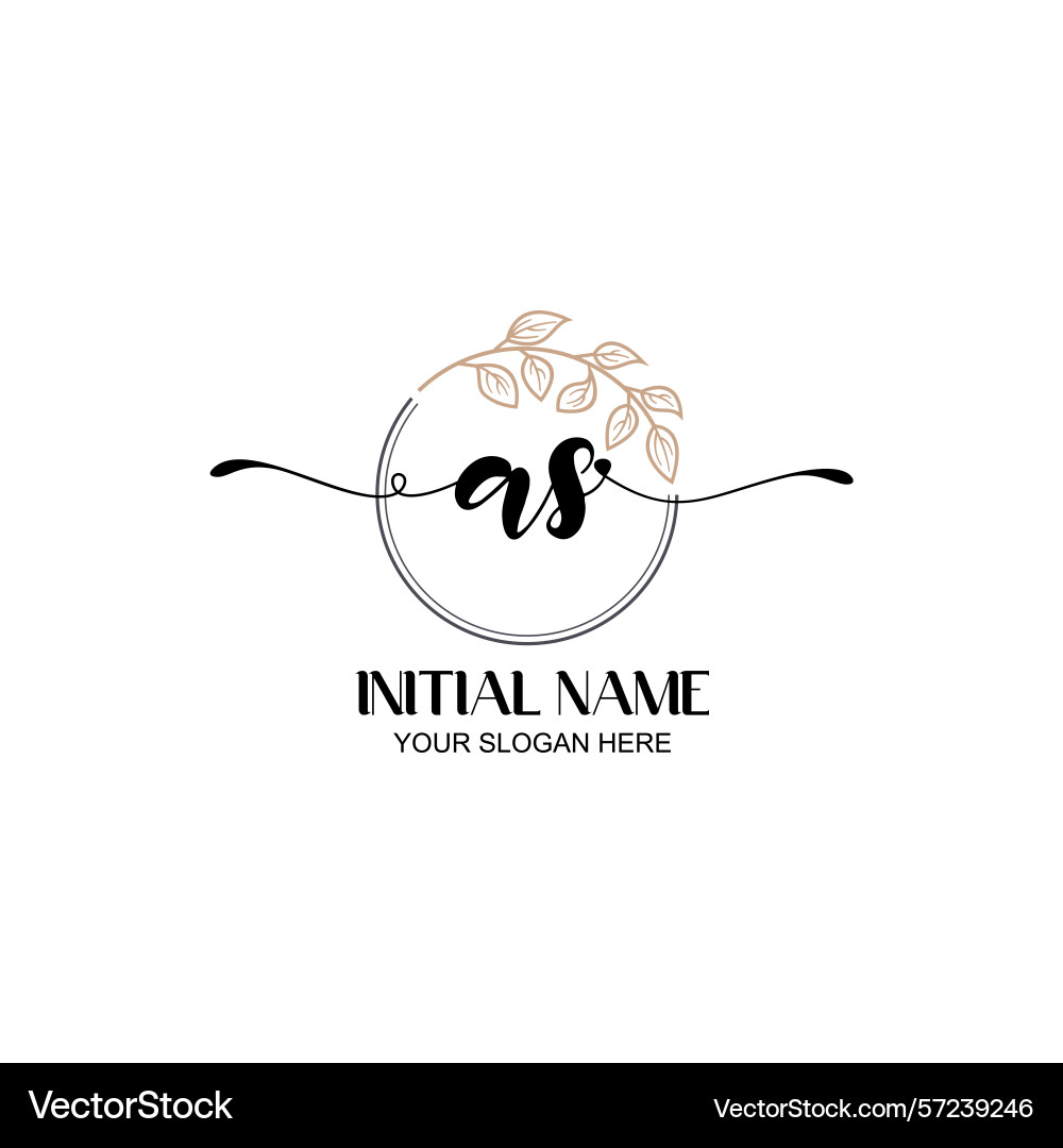Elegant as initial logo design with botanical Elegant as initial logo design with botanical Vector Image