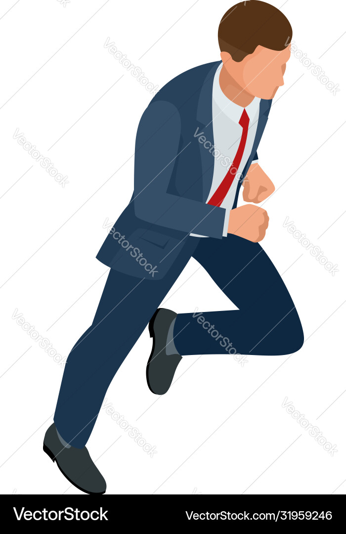 Isometric businessman isolated on write creating Vector Image
