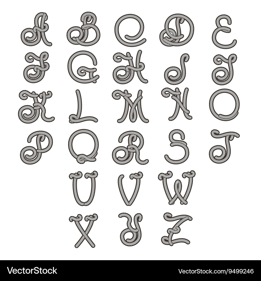 Rope Alphabet Font - String Letters Vector Image