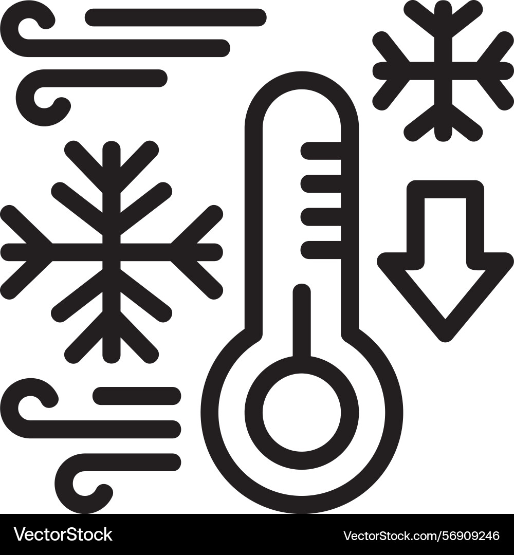 Thermometer falling linear style icon design Vector Image