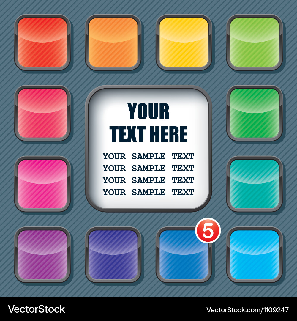 Apps icons set and text frame template vector image