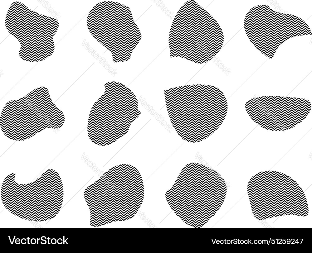 Blobs Fluid Formen mit zick zag Streifen Piktogramm Blobs Fluid Formen mit zick zag Streifen Piktogramm vektorbild