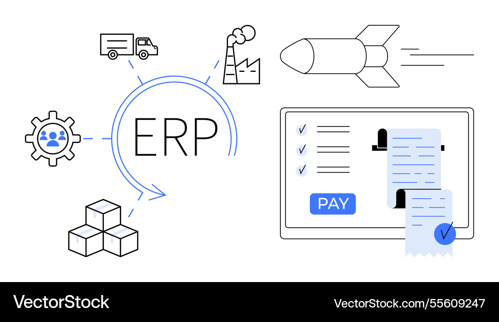 Erp system integration with shipping Erp system integration with shipping vector image