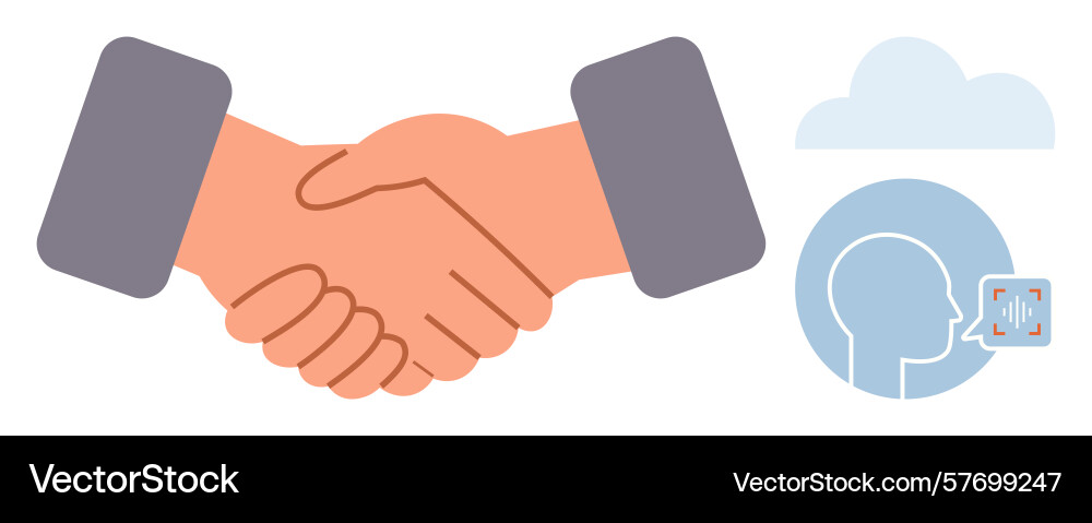 Handshake with voice recognition and cloud Handshake with voice recognition and cloud Vector Image