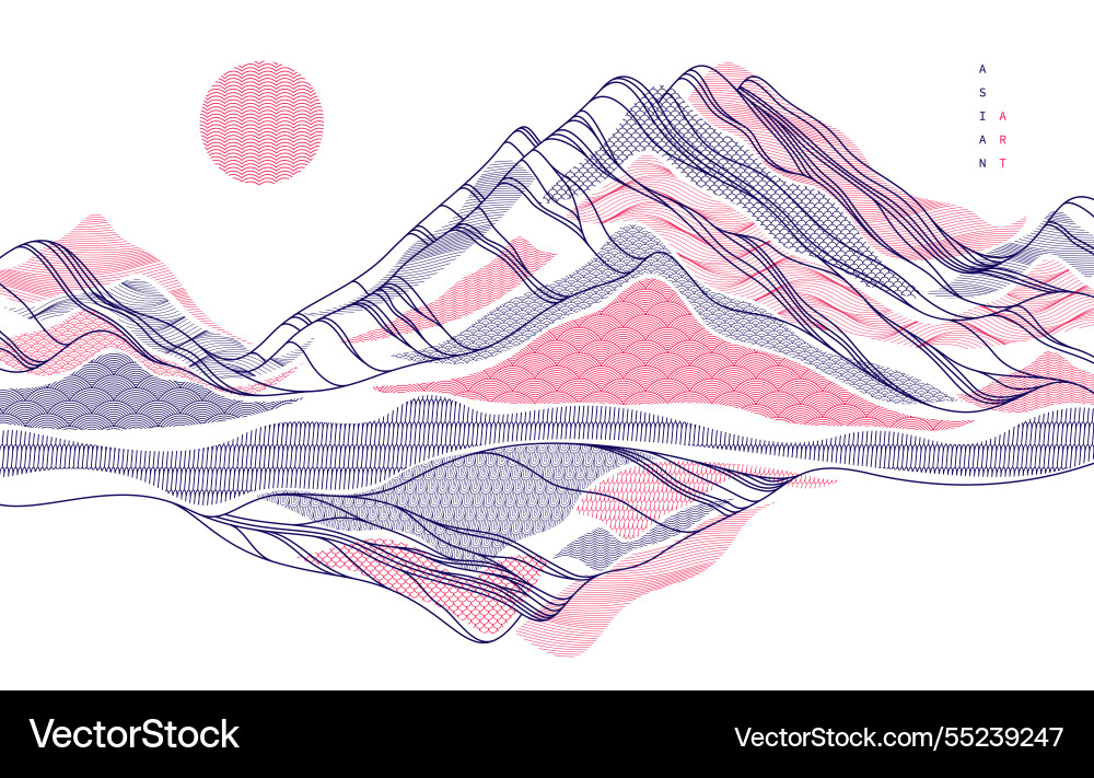 Nature art oriental japanese style abstract Nature art oriental japanese style abstract vector image