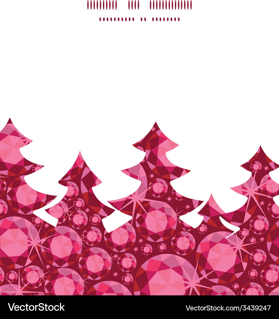 Ruby christmas tree silhouette pattern frame card Vector Image