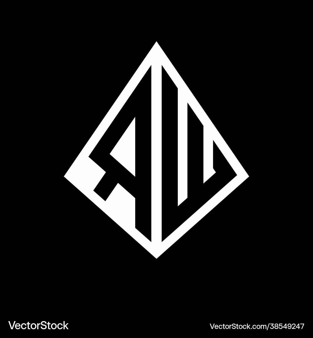 Rw logo letters monogram with prisma shape design vector image