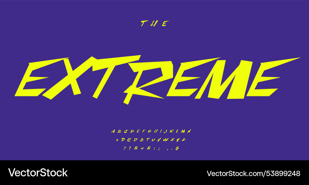 Angular font sharp letters bold energetic design vector image