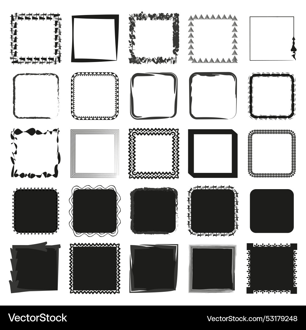 Diverse frames set assorted square borders Vector Image