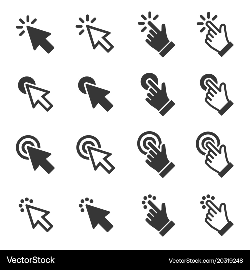 Hand Cursor & Click Arrows Icons vector image