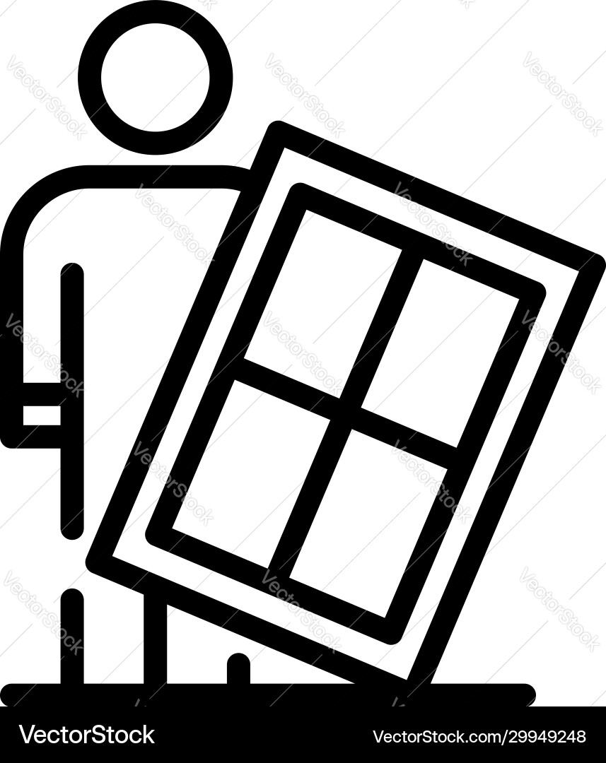 Man Installing Window Icon vector image