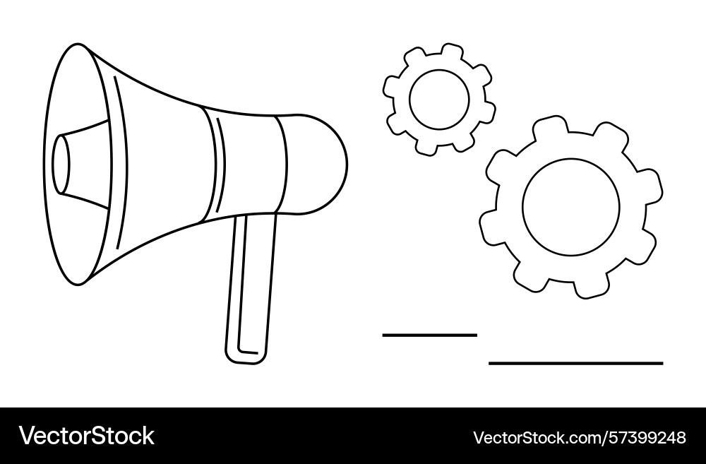 Megaphone and gears representing communication Megaphone and gears representing communication Vector Image