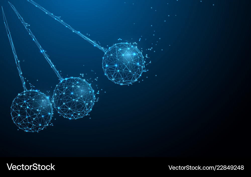 Newtons cradle form lines and particle style Newtons cradle form lines and particle style vector image