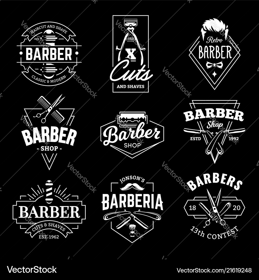 Retro Barber Shop Logo Set Vector Image