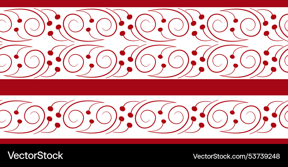 Seamless borders set of red curved lines Seamless borders set of red curved lines vector image