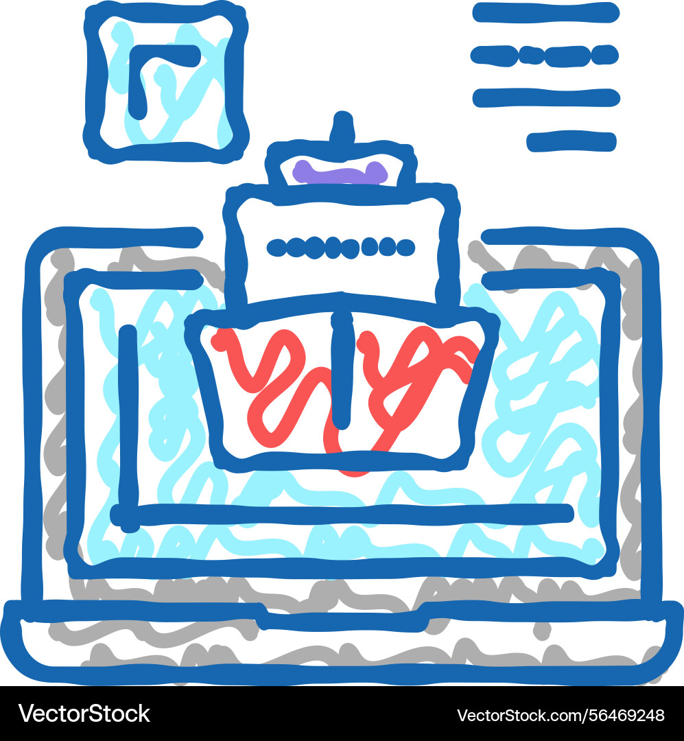 Ship modeling computer program icon doodle vector image