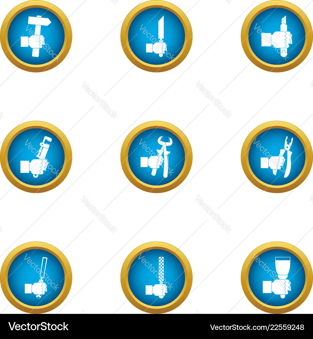 Workaday routine icons set flat style Workaday routine icons set flat style vector image
