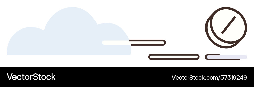 Clock with motion lines and cloud representing Clock with motion lines and cloud representing vector image