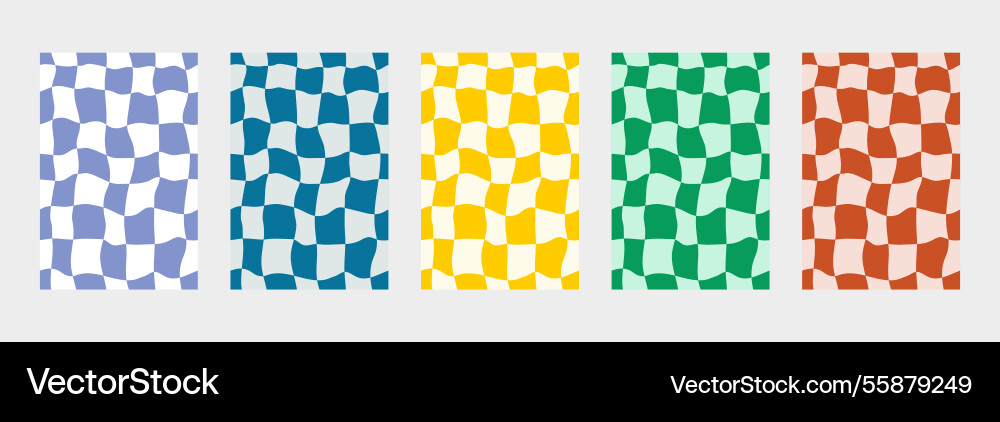Colorful groovy retro checkered pattern abstract Vector Image