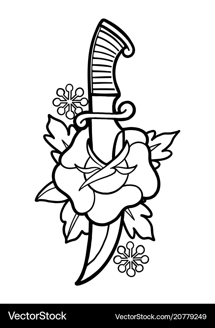 Floral Knife Piercing Vector Image