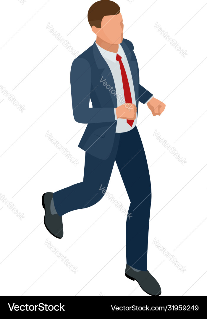 Isometric businessman isolated on write creating Vector Image