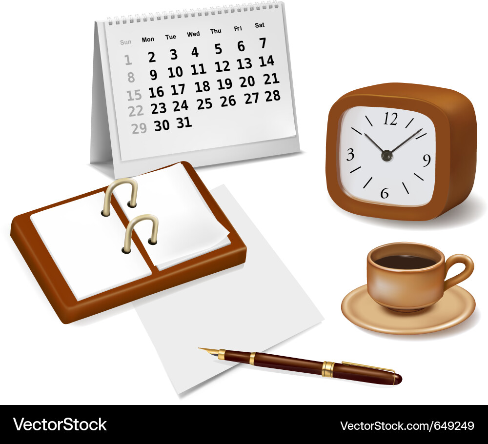 Office Supplies and Notepad Vector Image
