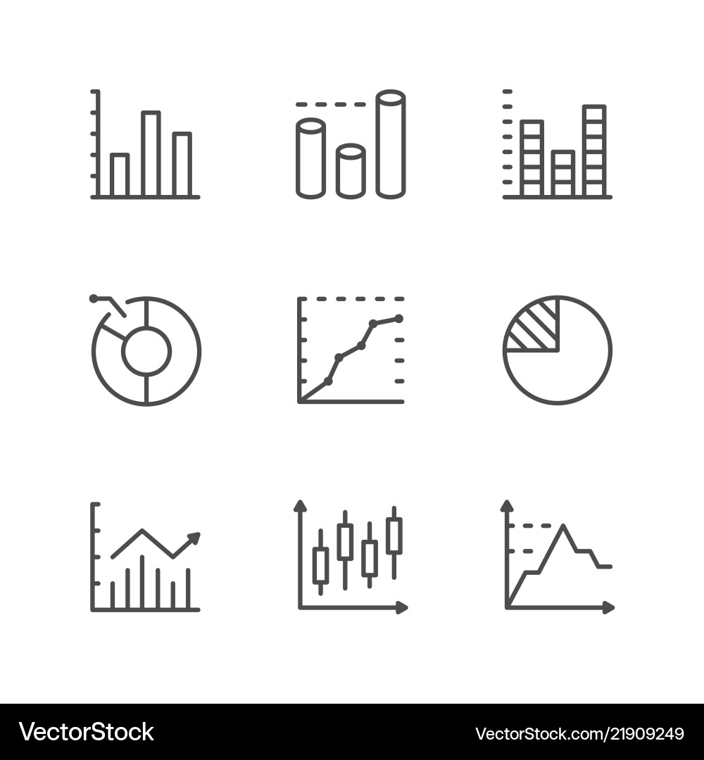 Set line icons of graph and diagram Set line icons of graph and diagram vector image