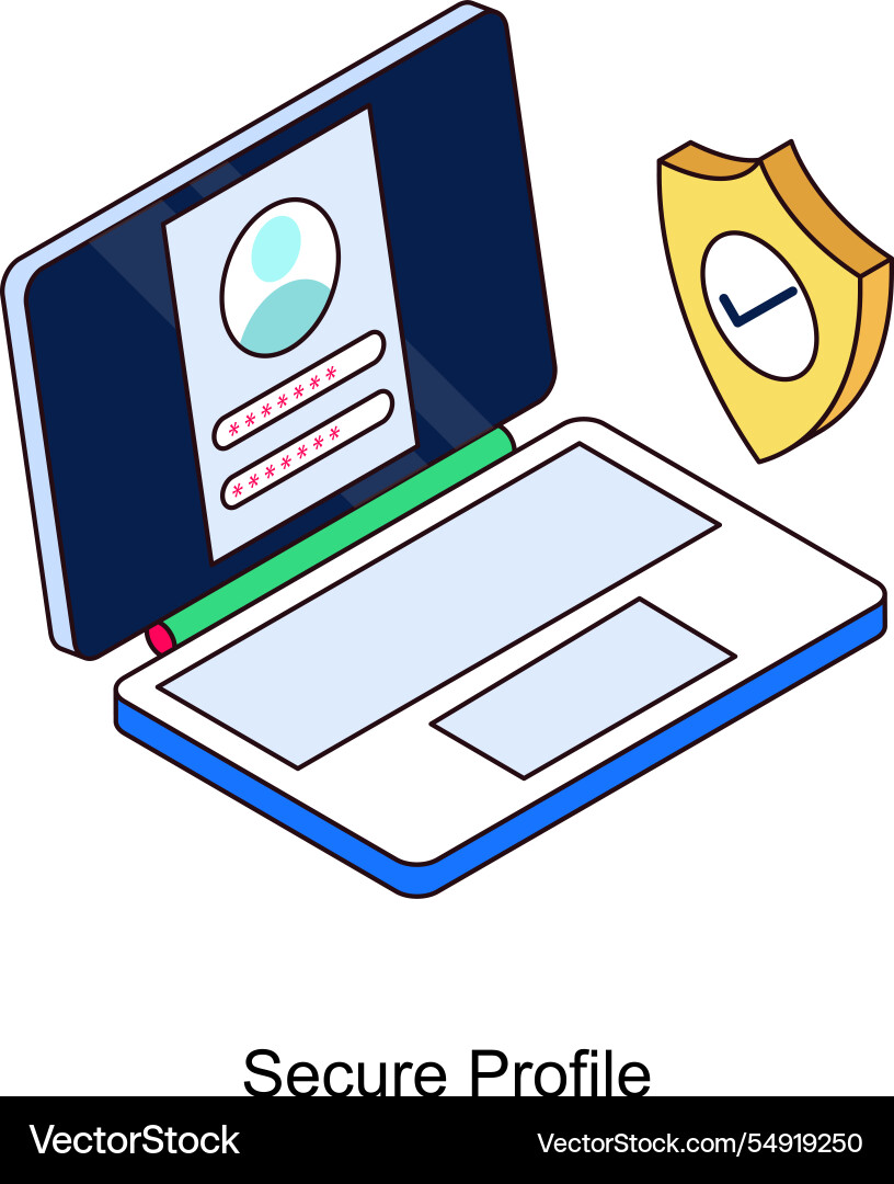 Secure profile isometric filled outline Vector Image