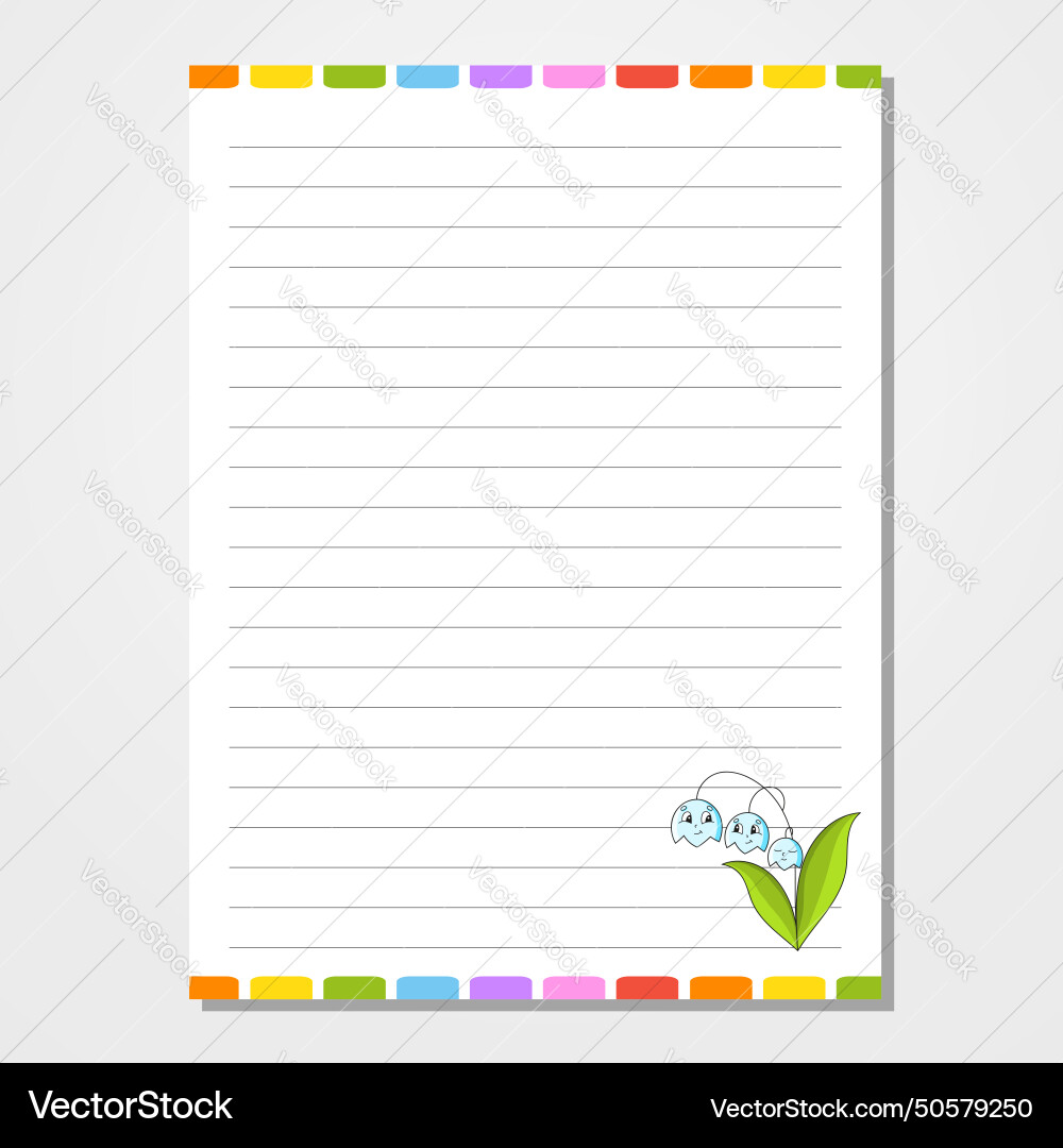 Sheet template for notebook notepad diary lined vector image