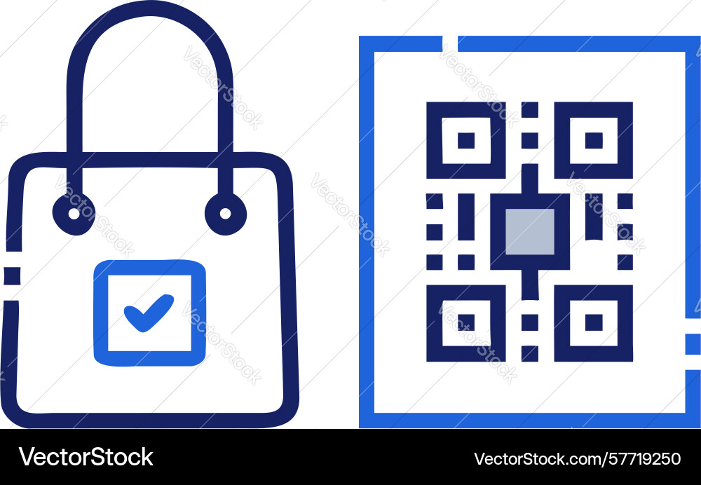 Shopping bag with qr code icon design generative vector image