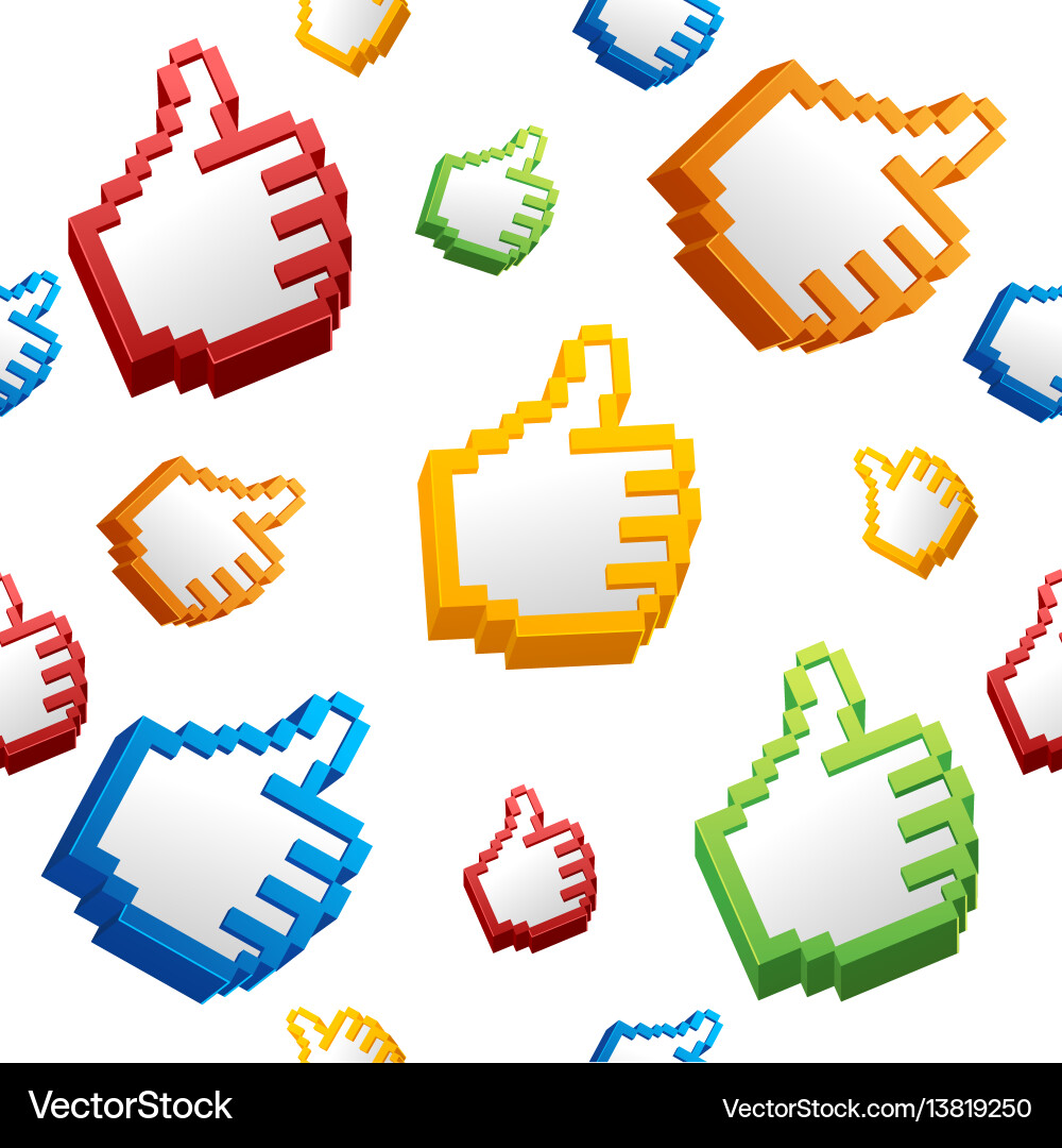 Thumbs up sign computer cursor pattern background Thumbs up sign computer cursor pattern background vector image
