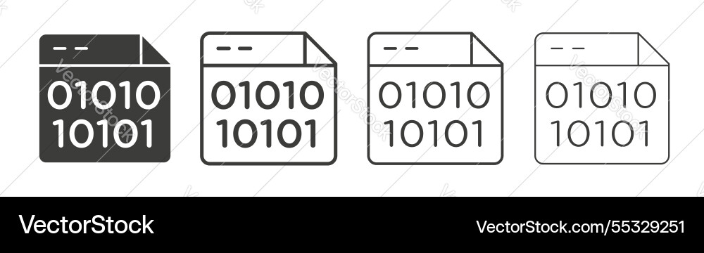 Binary code icons set graphic designs Binary code icons set graphic designs vector image