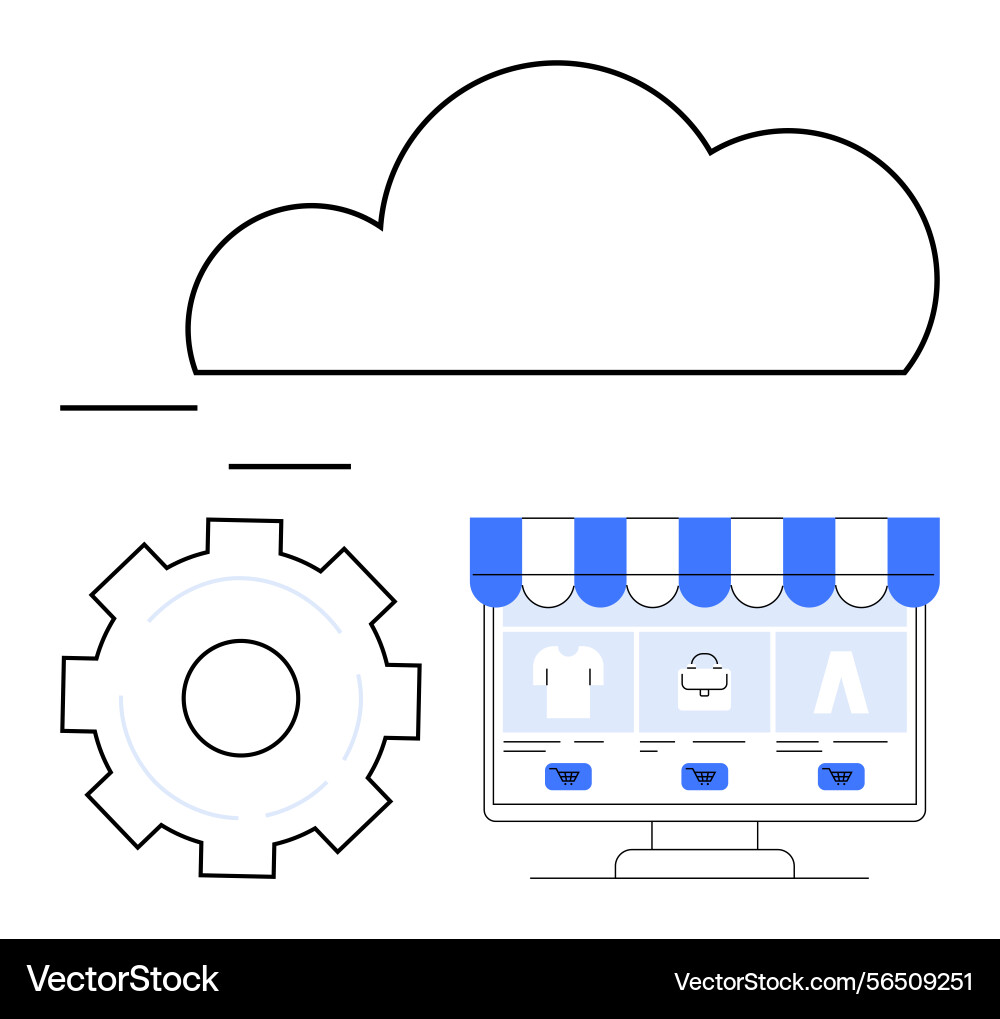 Cloud-based e-commerce platform with storefront Cloud-based e-commerce platform with storefront vector image