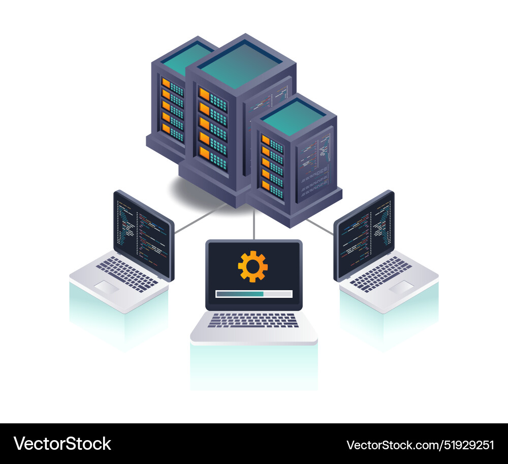 Computer network server data technology Computer network server data technology vector image