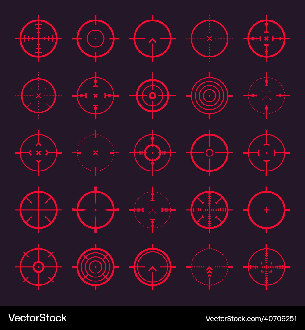 Crosshair Pistole Visier Icons Bullseye rot Crosshair Pistole Visier Icons Bullseye rot Vektorbild