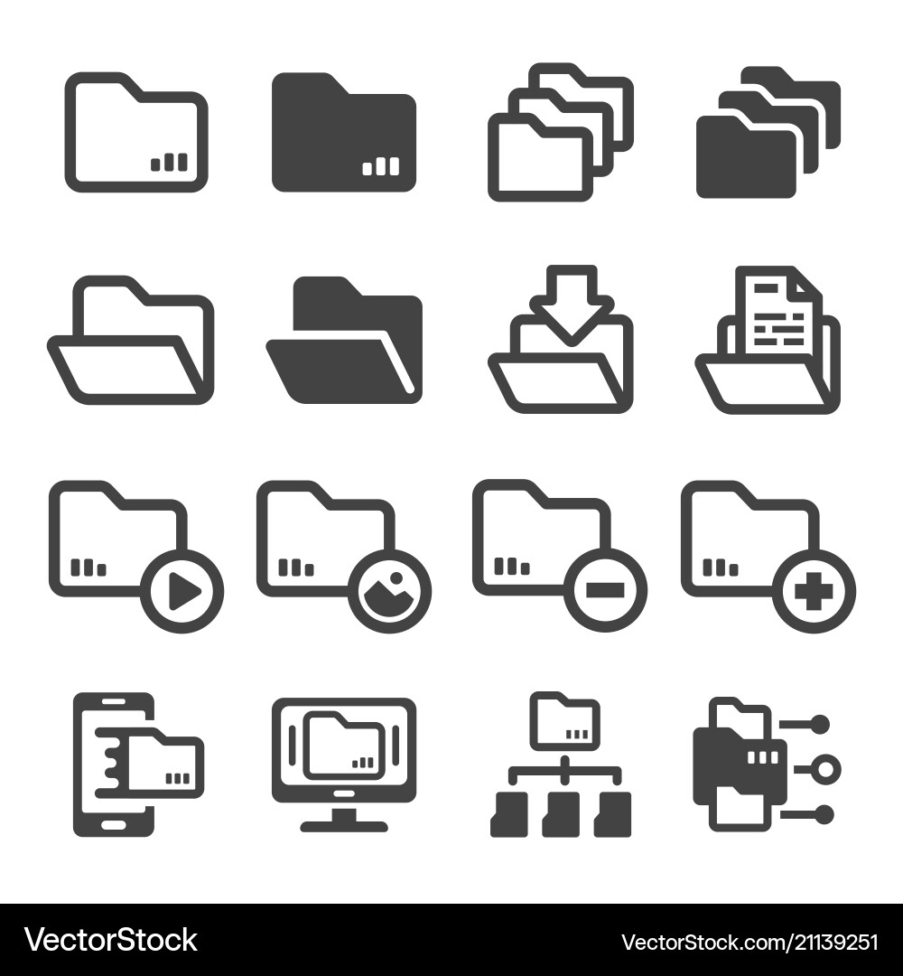 File Icon Set - Digital Folder Collection vector image