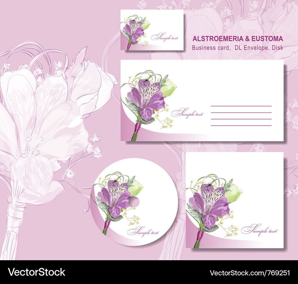 Floral Business Card Umschlag Vektorbild