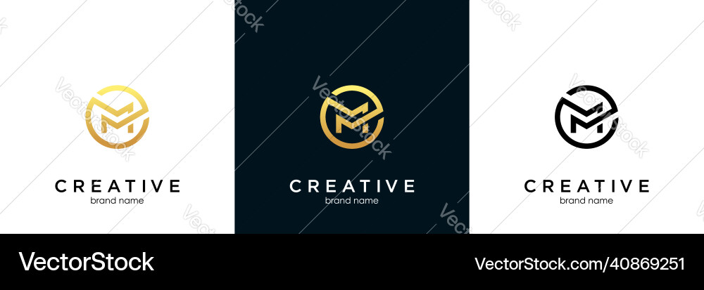 Letter mm logo monogram double m vector image