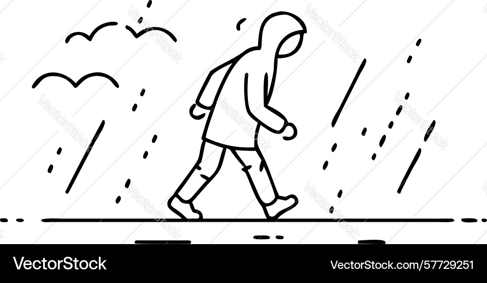 Minimalist line art figure walking in open space Vector Image