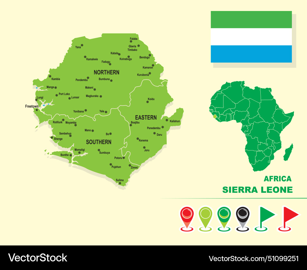 Sierra leone map Royalty Free Vector Image - VectorStock