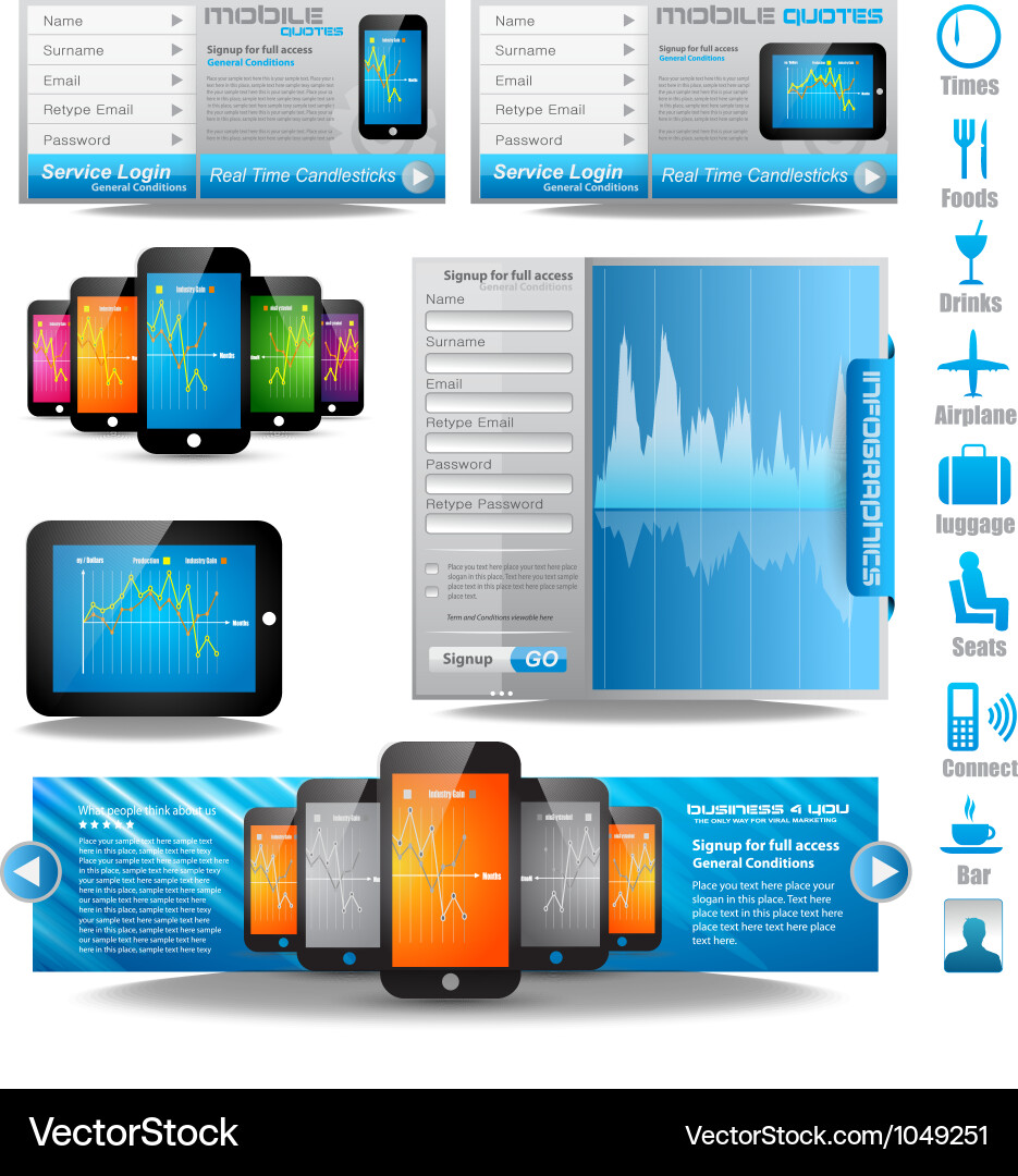 Web template icons ui Vector Image
