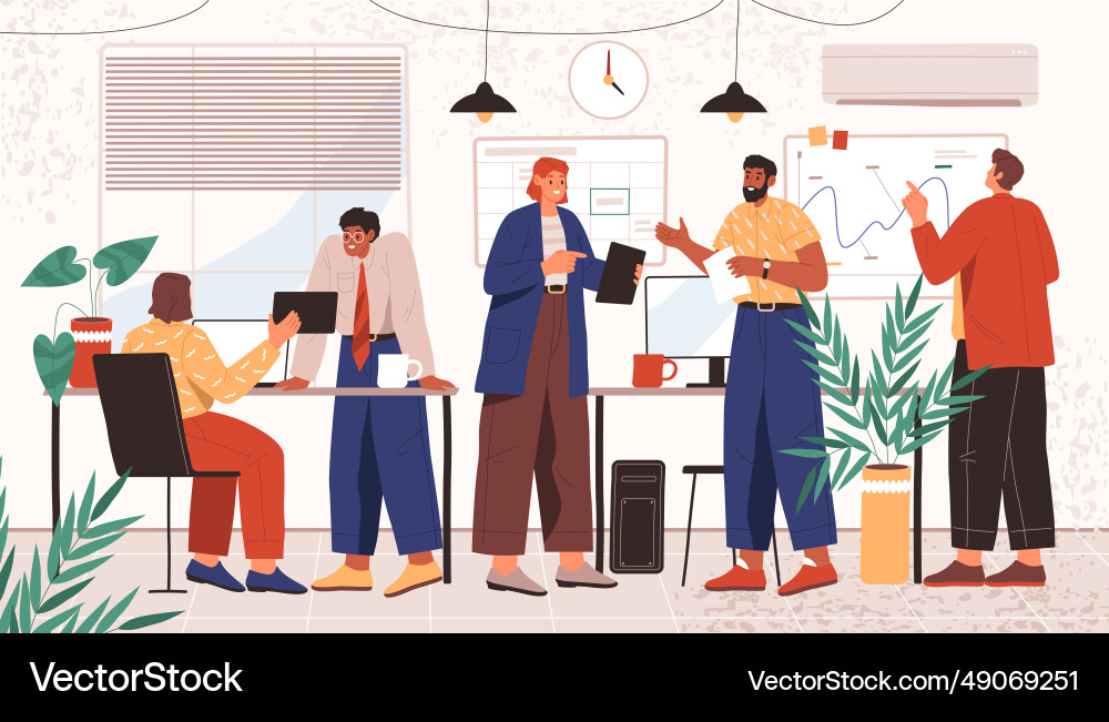 Working Office Vector Work office interior freelance openspace Vector Image