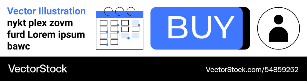Calendar buy button and user profile icon for e vector image
